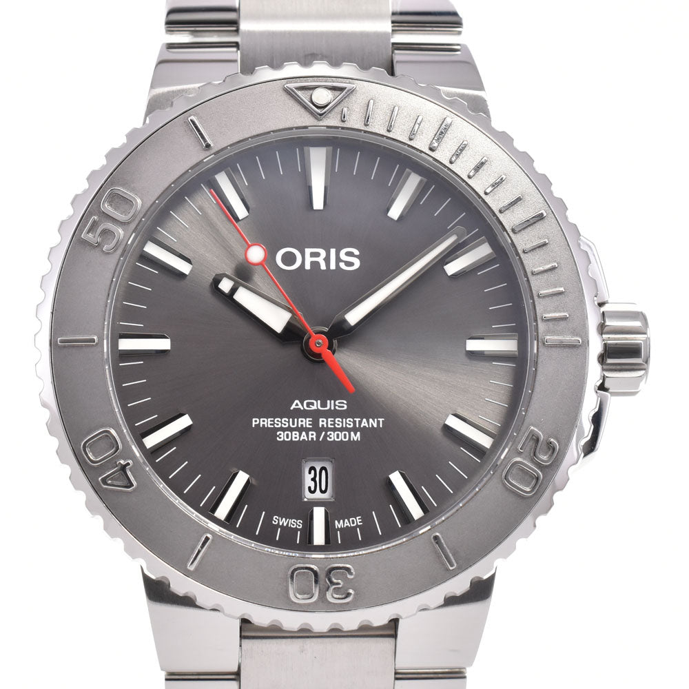 with paper ORIS Aquis Date Relief 01 733 7730 4153 gray Dial Automatic Men's
 Watch M#145563