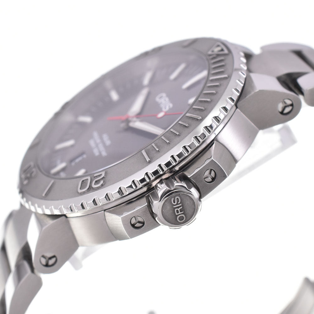 with paper ORIS Aquis Date Relief 01 733 7730 4153 gray Dial Automatic Men's
 Watch M#145563