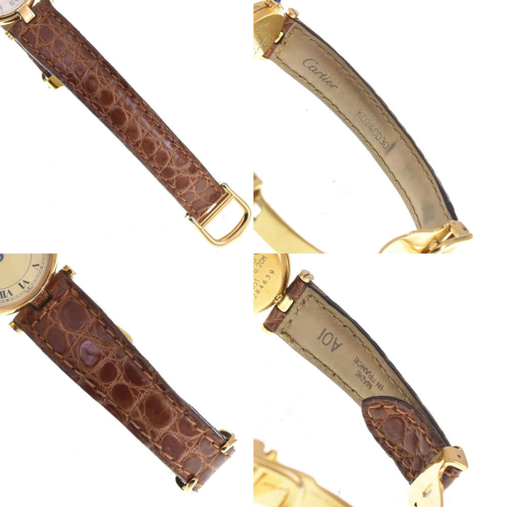CARTIER Must Vendome W1002254 SV925 (Gold Plated) / Leather Ivory Dial Quartz Ladies
 Watch M#145591