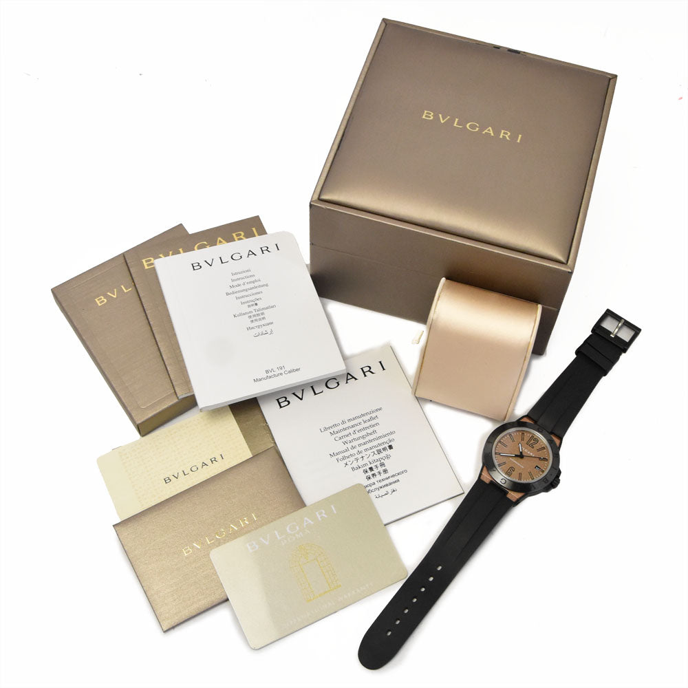 with paper BVLGARI Diagono Magnesium DG41SMC Brown Dial Automatic Men's
 Watch M#145630