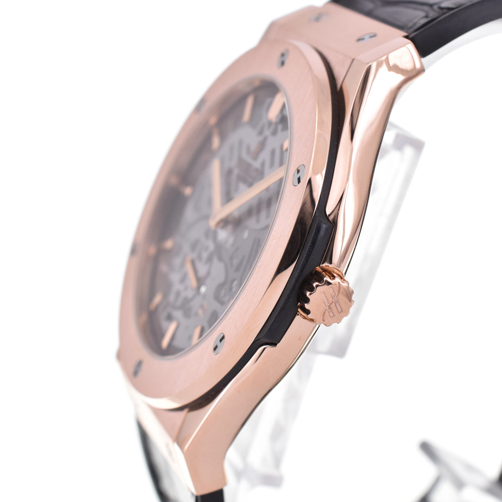 with paper HUBLOT Lasik Fusion Classico Ultra Thin Skeleton 515.OX.0180.LR black Dial Hand Winding Men's
 Watch O#145633