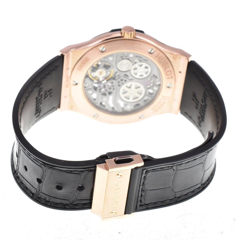 with paper HUBLOT Lasik Fusion Classico Ultra Thin Skeleton 515.OX.0180.LR black Dial Hand Winding Men's
 Watch O#145633