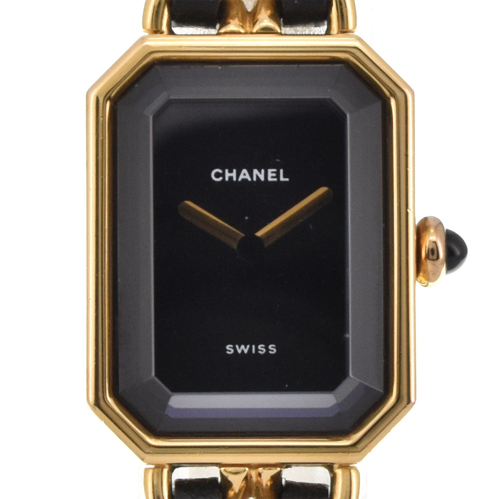 CHANEL Premiere Gold Plated / Leather black Dial Quartz Ladies
 Watch M#145710