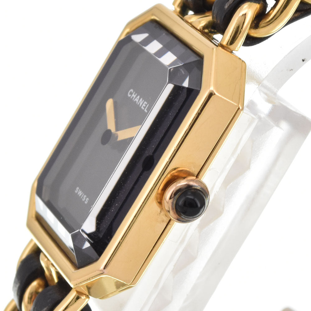 CHANEL Premiere Gold Plated / Leather black Dial Quartz Ladies
 Watch M#145710