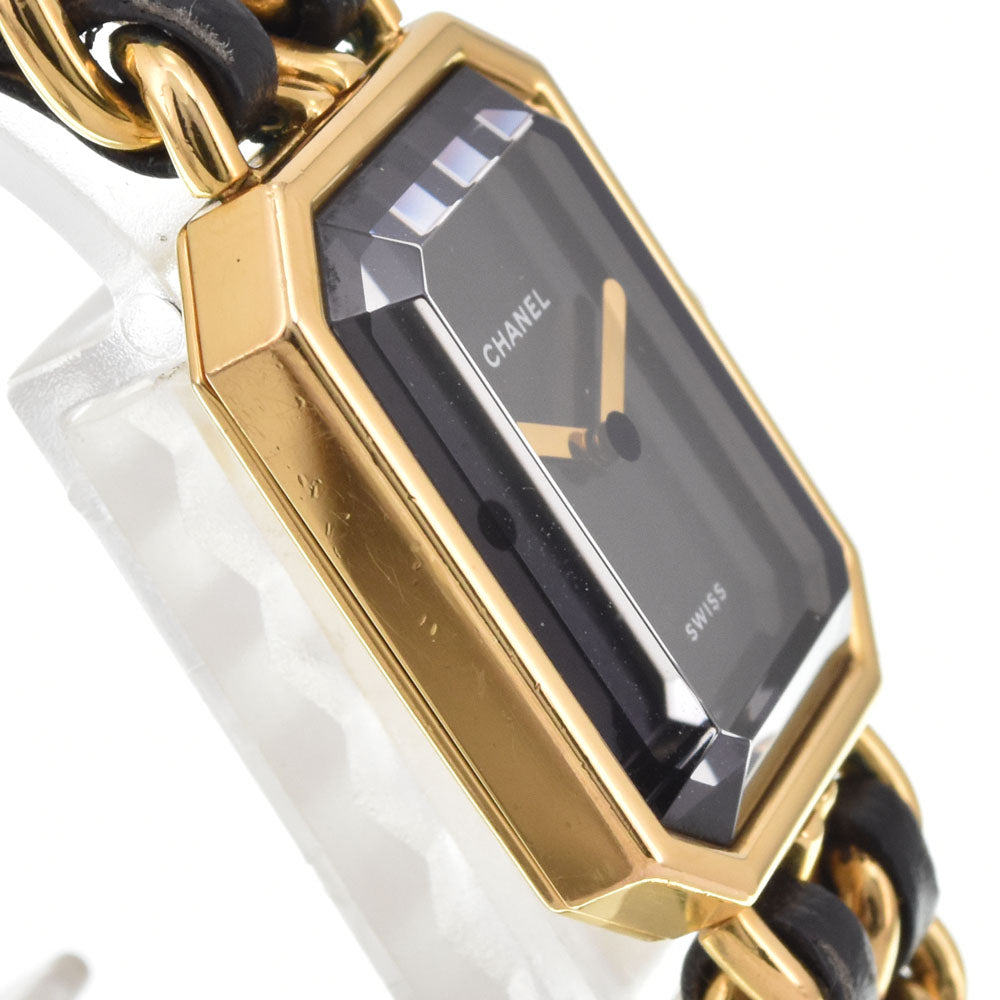 CHANEL Premiere Gold Plated / Leather black Dial Quartz Ladies
 Watch M#145710