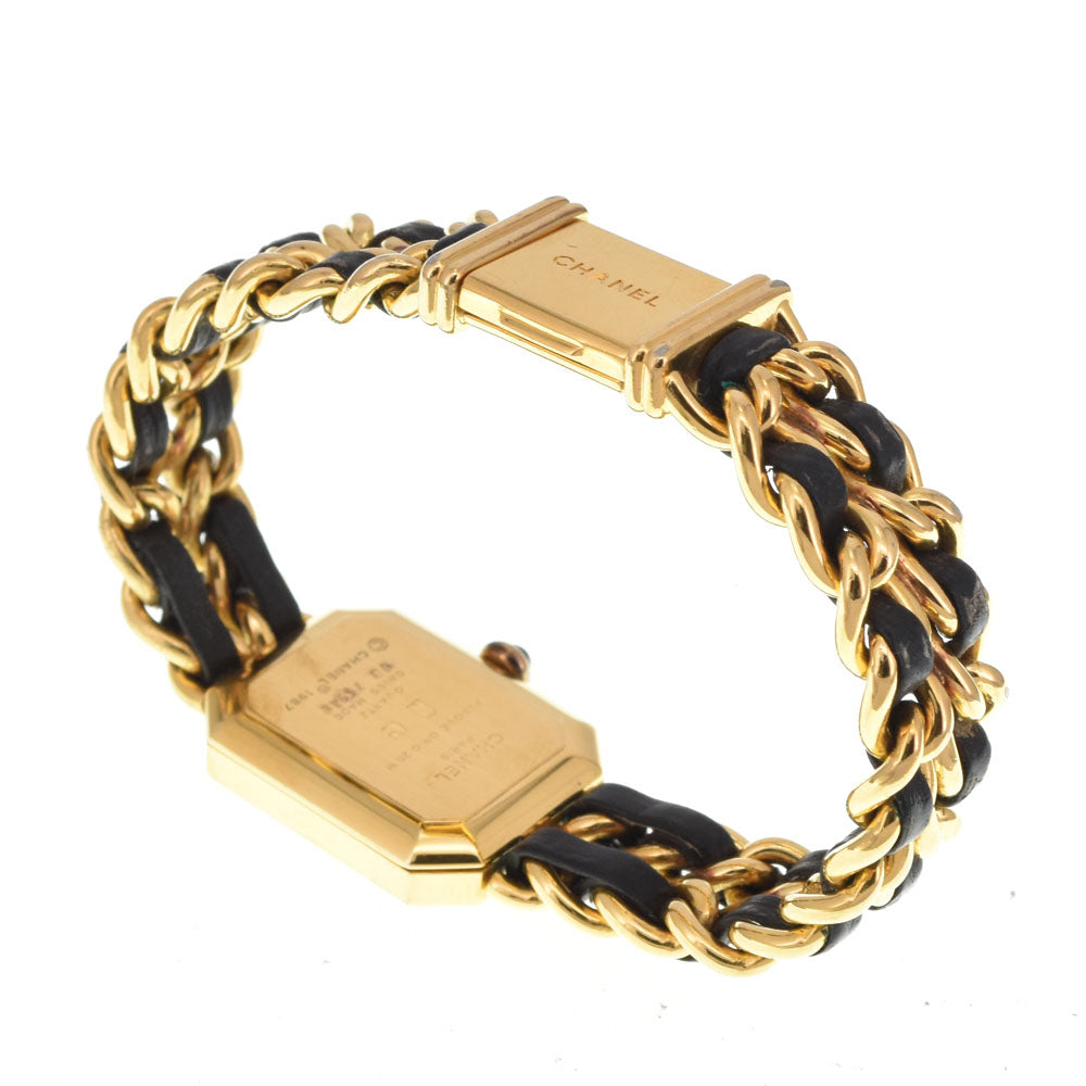 CHANEL Premiere Gold Plated / Leather black Dial Quartz Ladies
 Watch M#145710