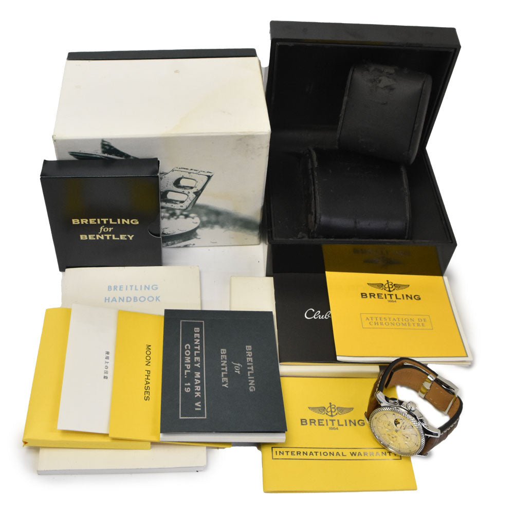 with paper BREITLING Bentley Mark VI Complications P19362 Chronograph Platinum Bezel Silver Dial Automatic Men's
 Watch N#145725
