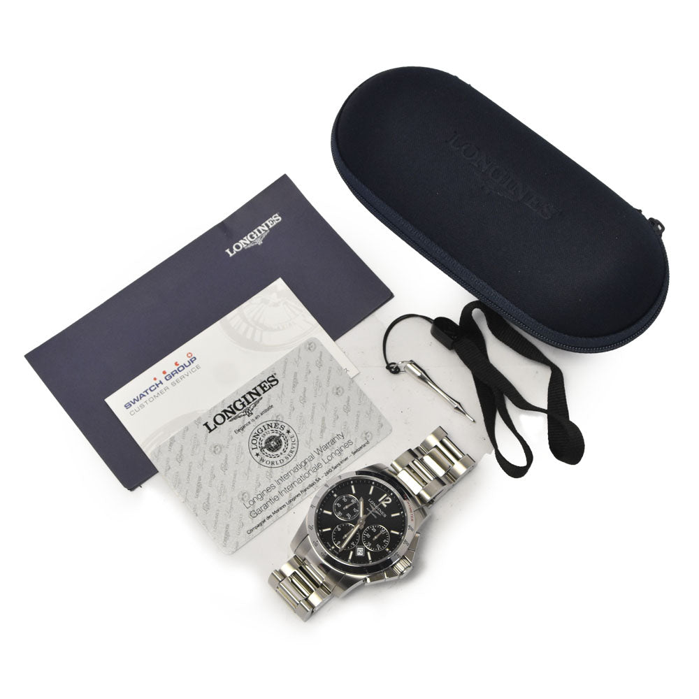 with paper LONGINES Conquest L2.743.4 Chronograph Date black Dial Automatic Men's
 Watch N#145746