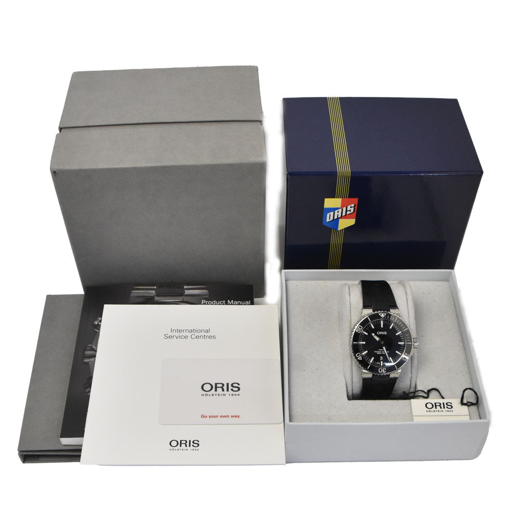 with paper ORIS Aquis Date 01 733 7730 4134 black Dial Automatic Men's
 Watch N#145760