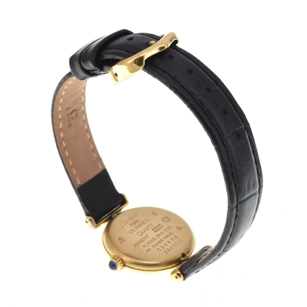 CARTIER Must Collize Vermeil 590002 SV925 (Gold Plated) / Leather Ivory Dial Quartz Ladies
 Watch M#145763