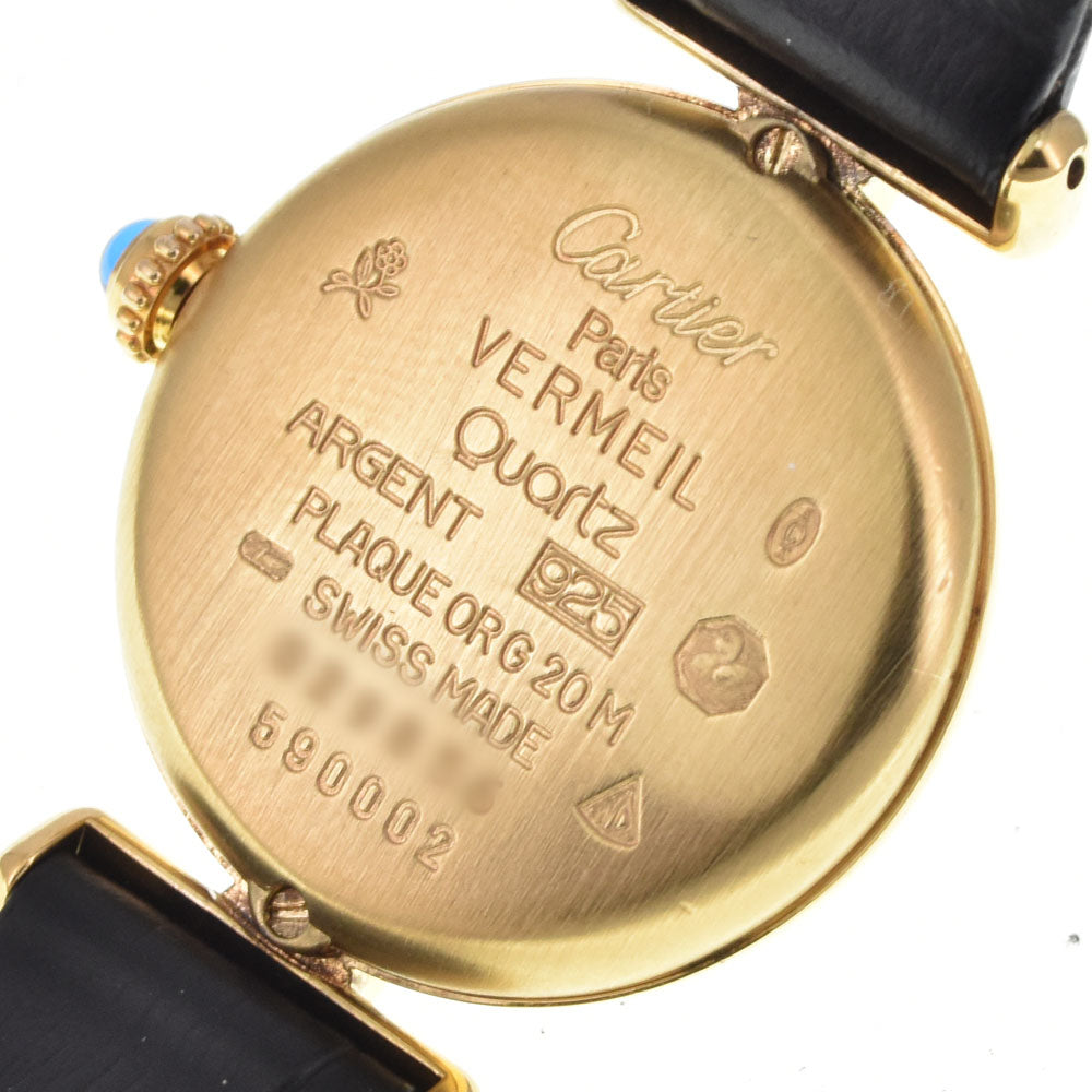 CARTIER Must Collize Vermeil 590002 SV925 (Gold Plated) / Leather Ivory Dial Quartz Ladies
 Watch M#145763