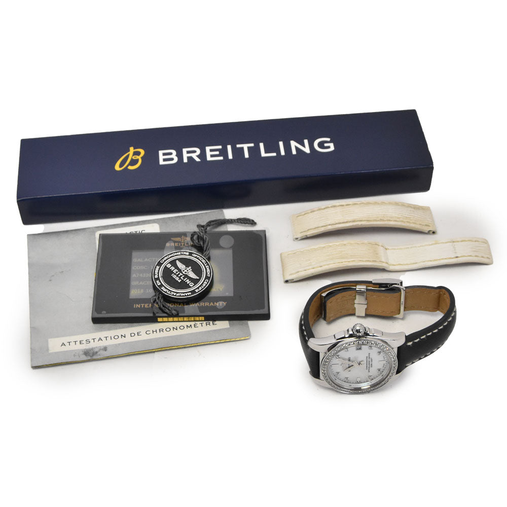 with paper BREITLING Galactic 36 A7433053/A780 Diamond Bezel White shell Dial Quartz Ladies
 Watch N#145767