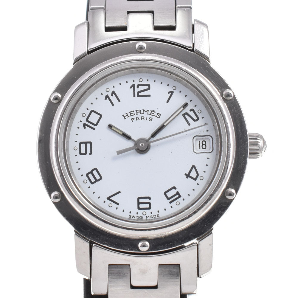 HERMES Clipper CL4.210 D buckle white Dial Quartz Ladies
 Watch N#145777