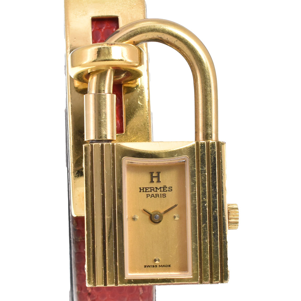 with paper HERMES Kelly watch Gold Plated / Leather gold Dial Quartz Ladies
 Watch N#145818