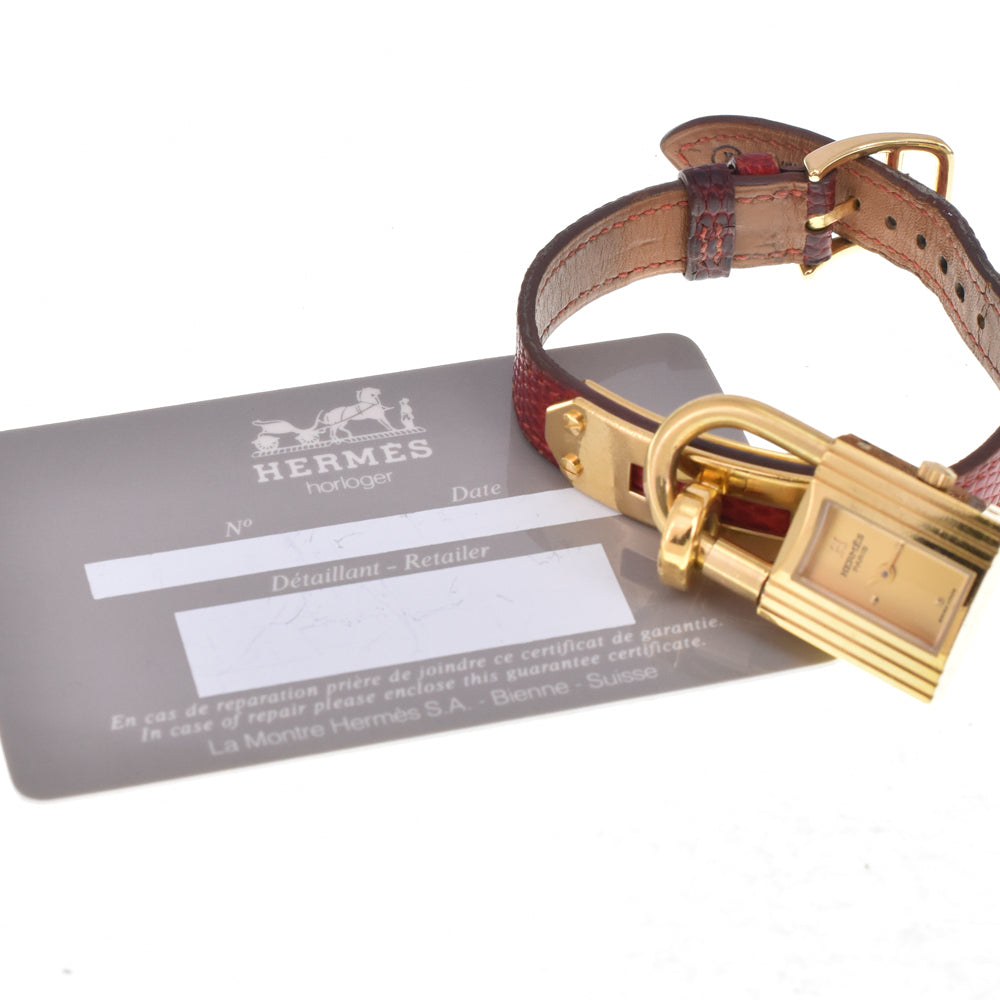 with paper HERMES Kelly watch Gold Plated / Leather gold Dial Quartz Ladies
 Watch N#145818