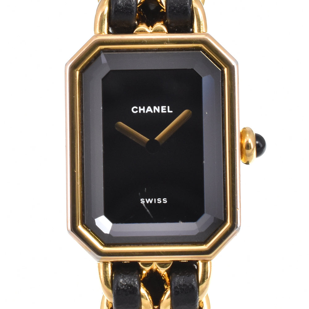 CHANEL Premiere H0001 Gold Plated / Leather black Dial Quartz Ladies
 Watch O#145820