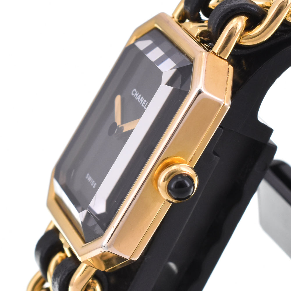 CHANEL Premiere H0001 Gold Plated / Leather black Dial Quartz Ladies
 Watch O#145820