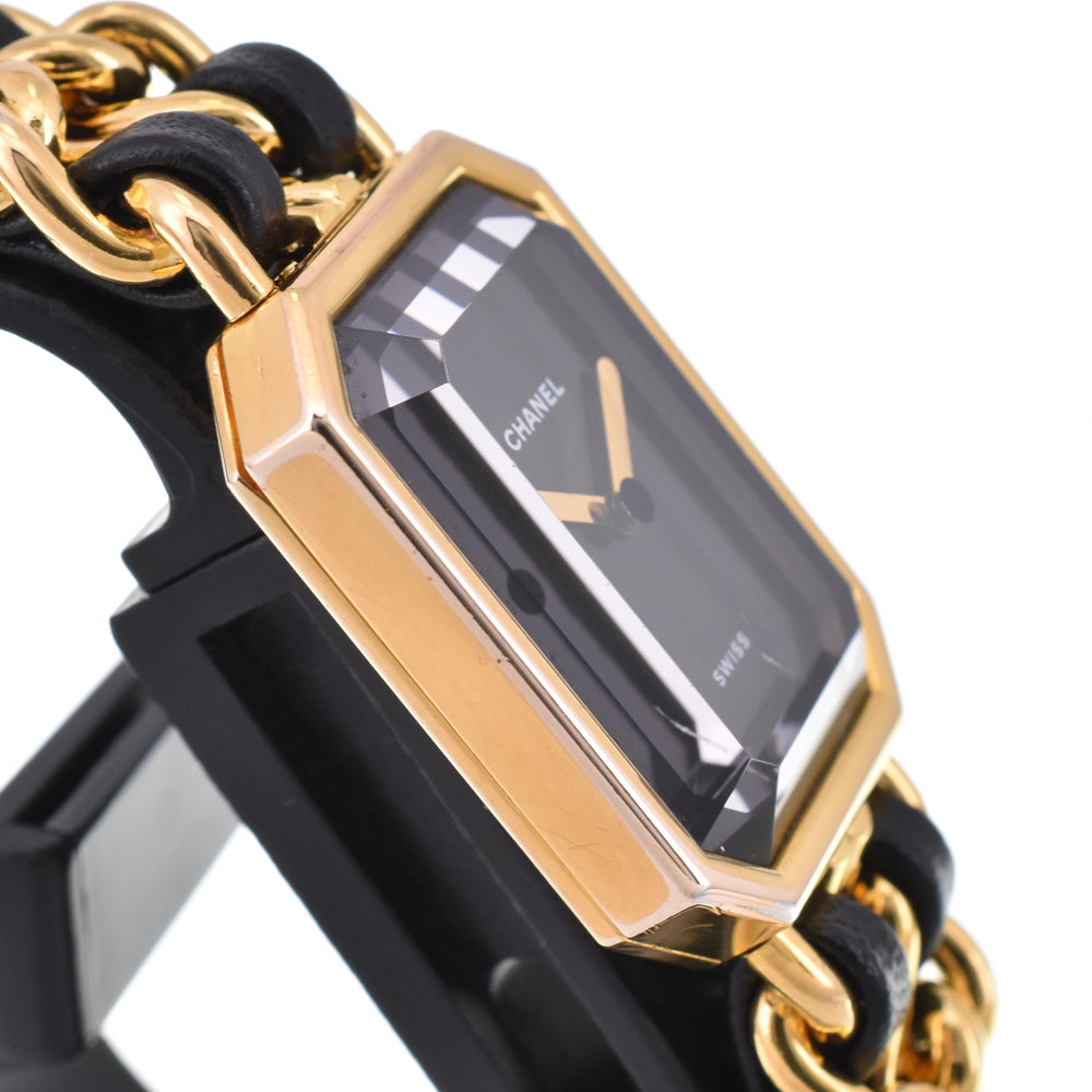 CHANEL Premiere H0001 Gold Plated / Leather black Dial Quartz Ladies
 Watch O#145820