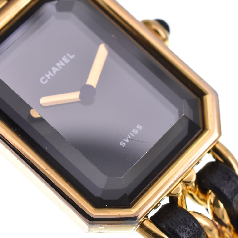 CHANEL Premiere H0001 Gold Plated / Leather black Dial Quartz Ladies
 Watch O#145820