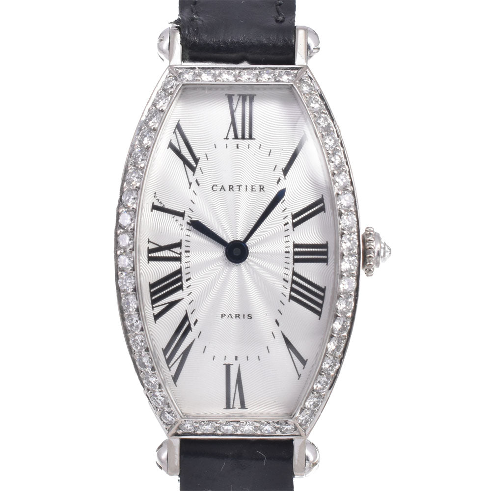 CARTIER Cartier Tonneau SM WA502551 Diamond Bezel Silver Dial Hand Winding Ladies
 Watch Z#145830