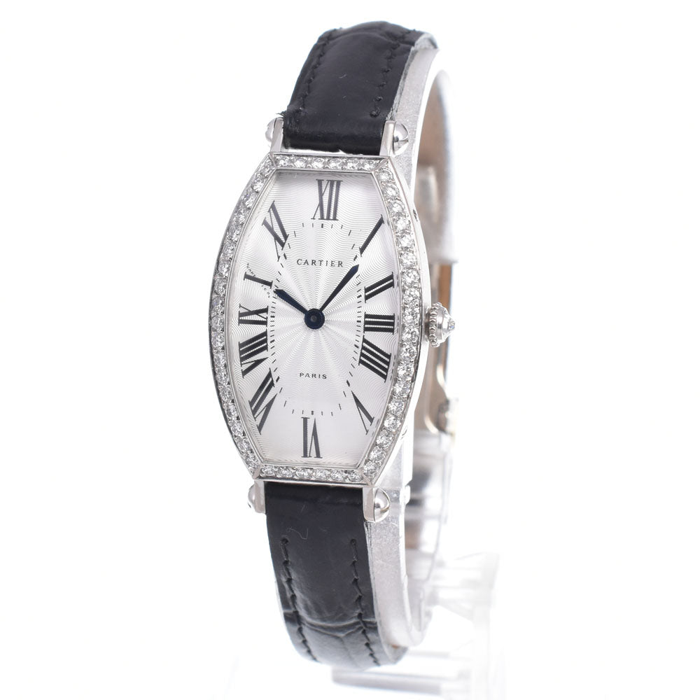 CARTIER Cartier Tonneau SM WA502551 Diamond Bezel Silver Dial Hand Winding Ladies
 Watch Z#145830