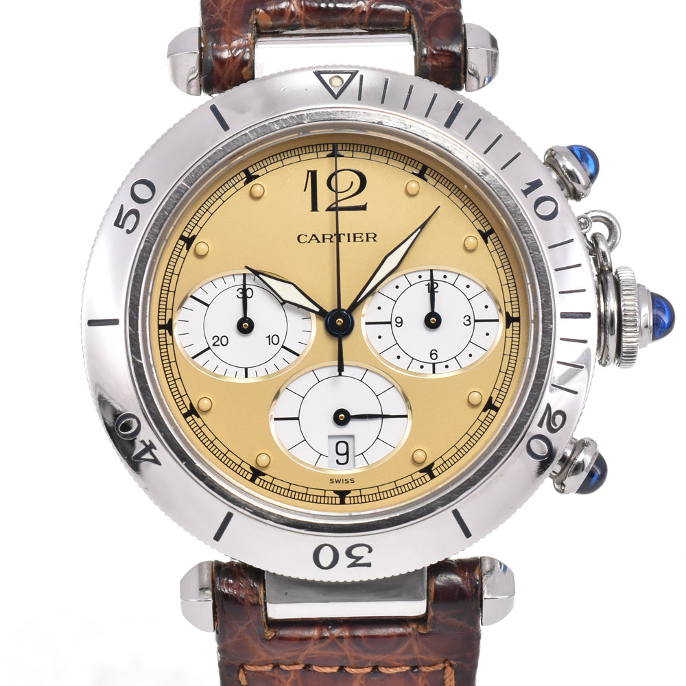 CARTIER Pasha W3100355 Chronograph Date beige Dial Quartz Men's
 Watch P#145853
