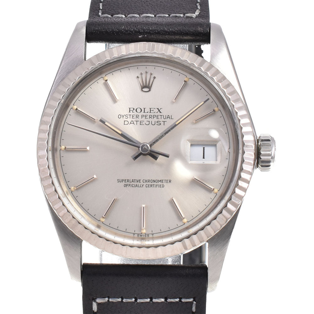 ROLEX Oyster Perpetual DATEJUST 16014 vintage WG bezel Cal.3035 Silver Dial Automatic Men's
 Watch M#145856