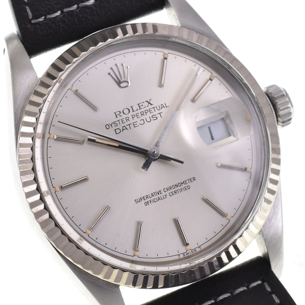 ROLEX Oyster Perpetual DATEJUST 16014 vintage WG bezel Cal.3035 Silver Dial Automatic Men's
 Watch M#145856