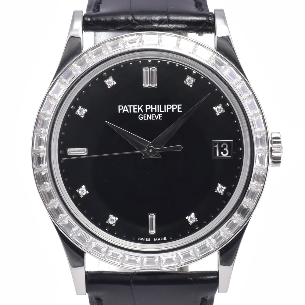 with paper PATEK PHILIPPE Calatrava 5298P-012 Diamond Platinum black Dial Automatic Men's
 Watch Z#145887