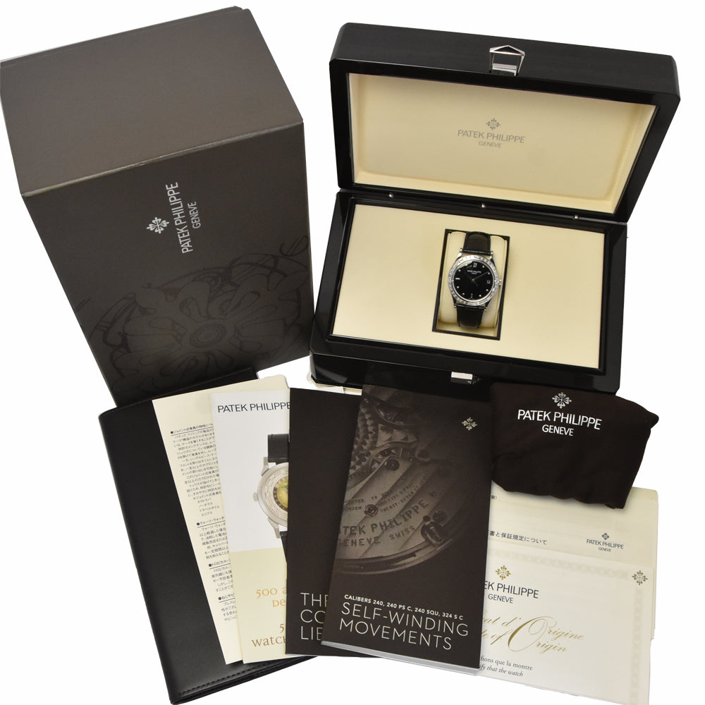 with paper PATEK PHILIPPE Calatrava 5298P-012 Diamond Platinum black Dial Automatic Men's
 Watch Z#145887