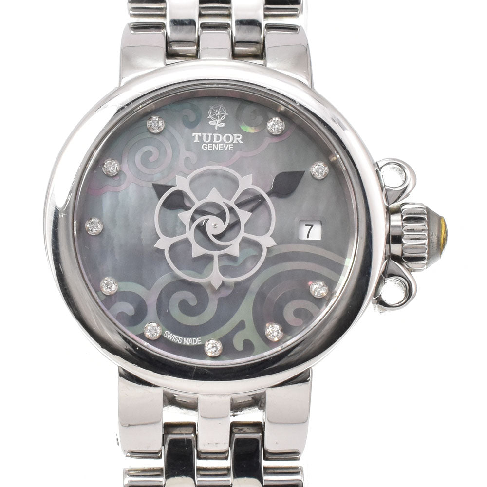 TUDOR claire de rose 35100 Date 10P diamond Black shell Dial Automatic Ladies
 Watch O#145919
