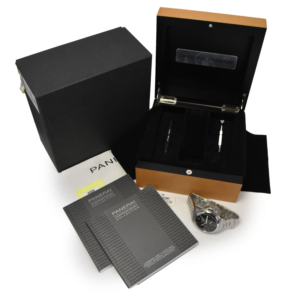 with paper PANERAI Luminor 1950 PAM00347 GMT black Dial Automatic Men's
 Watch P#145956