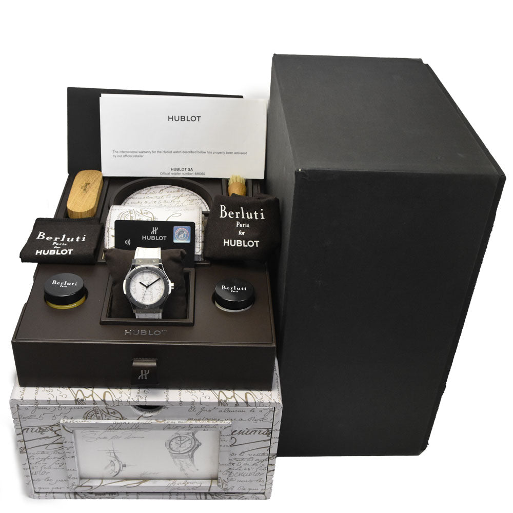 with paper HUBLOT Classic Fusion Berluti Scritto Flat Bianco 511.NE.050W.VR.JBER19 Berluti collaboration, limited to 100 pieces in Japan white Dial Automatic Men's
 Watch O#145991