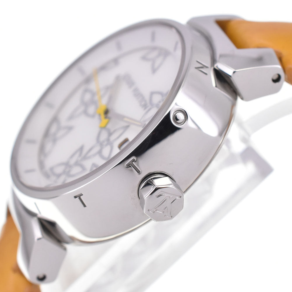 LOUIS VUITTON Tambour Q121C Date White shell Dial Quartz Ladies
 Watch Q#146039