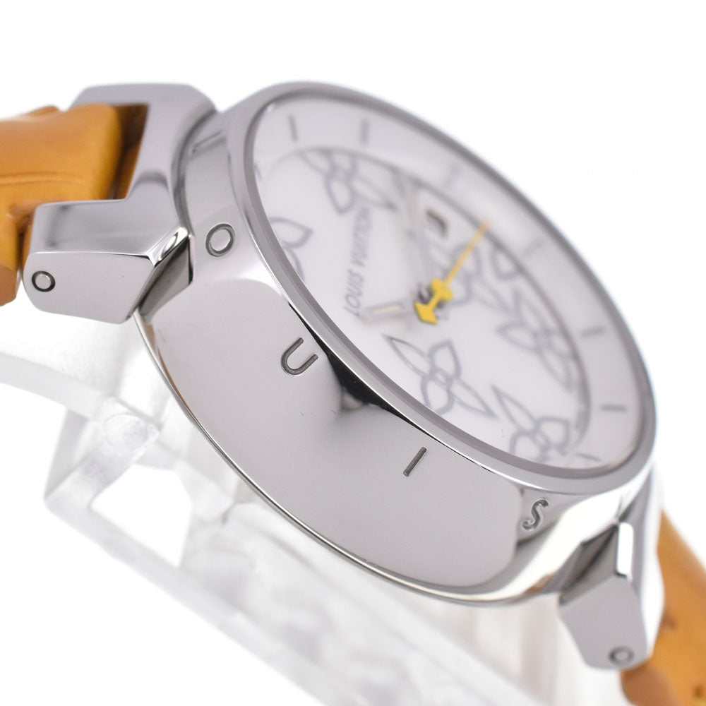 LOUIS VUITTON Tambour Q121C Date White shell Dial Quartz Ladies
 Watch Q#146039