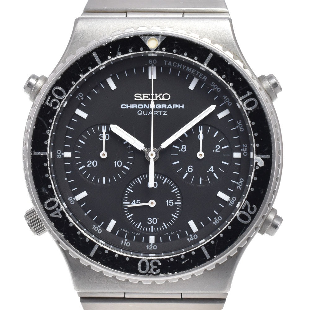SEIKO Speed timer 7A28-7040 Chronograph black Dial Quartz Men's
 Watch Q#146074