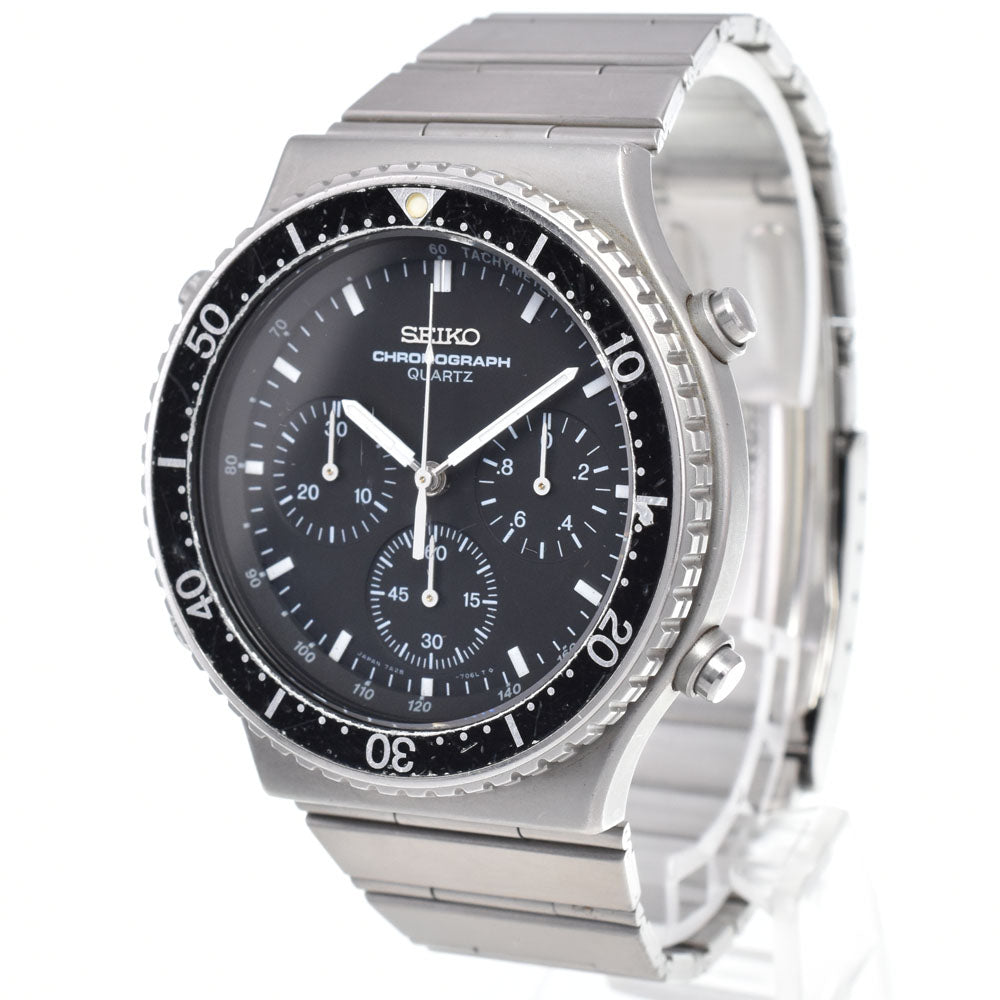 SEIKO Speed timer 7A28-7040 Chronograph black Dial Quartz Men's
 Watch Q#146074