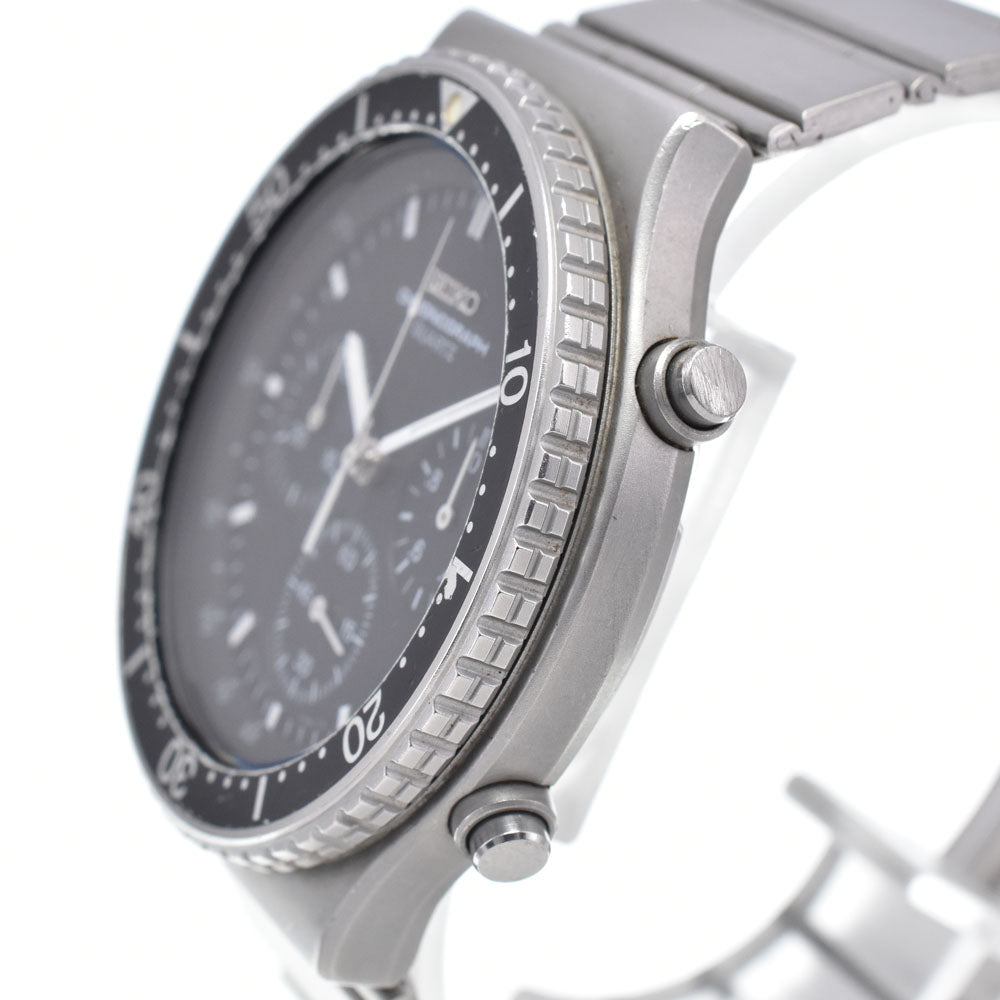SEIKO Speed timer 7A28-7040 Chronograph black Dial Quartz Men's
 Watch Q#146074