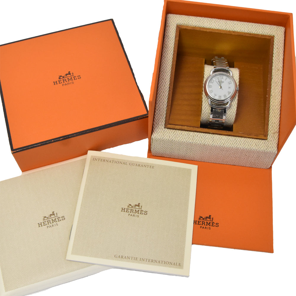 with paper HERMES Pullman PU2.210 D buckle white Dial Quartz Ladies
 Watch R#146095