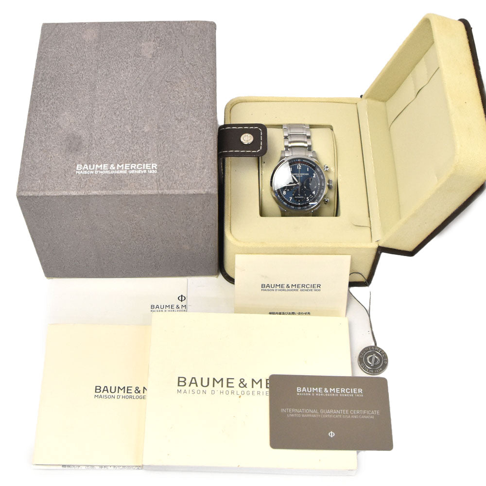 with paper Baume & Mercier Kay Platn M0A10066 Chronograph blue Dial Automatic Men's
 Watch R#146155