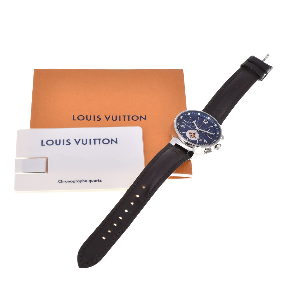 LOUIS VUITTON Tambourg Date QA032 Chronograph blue Dial Quartz Men's
 Watch P#146166