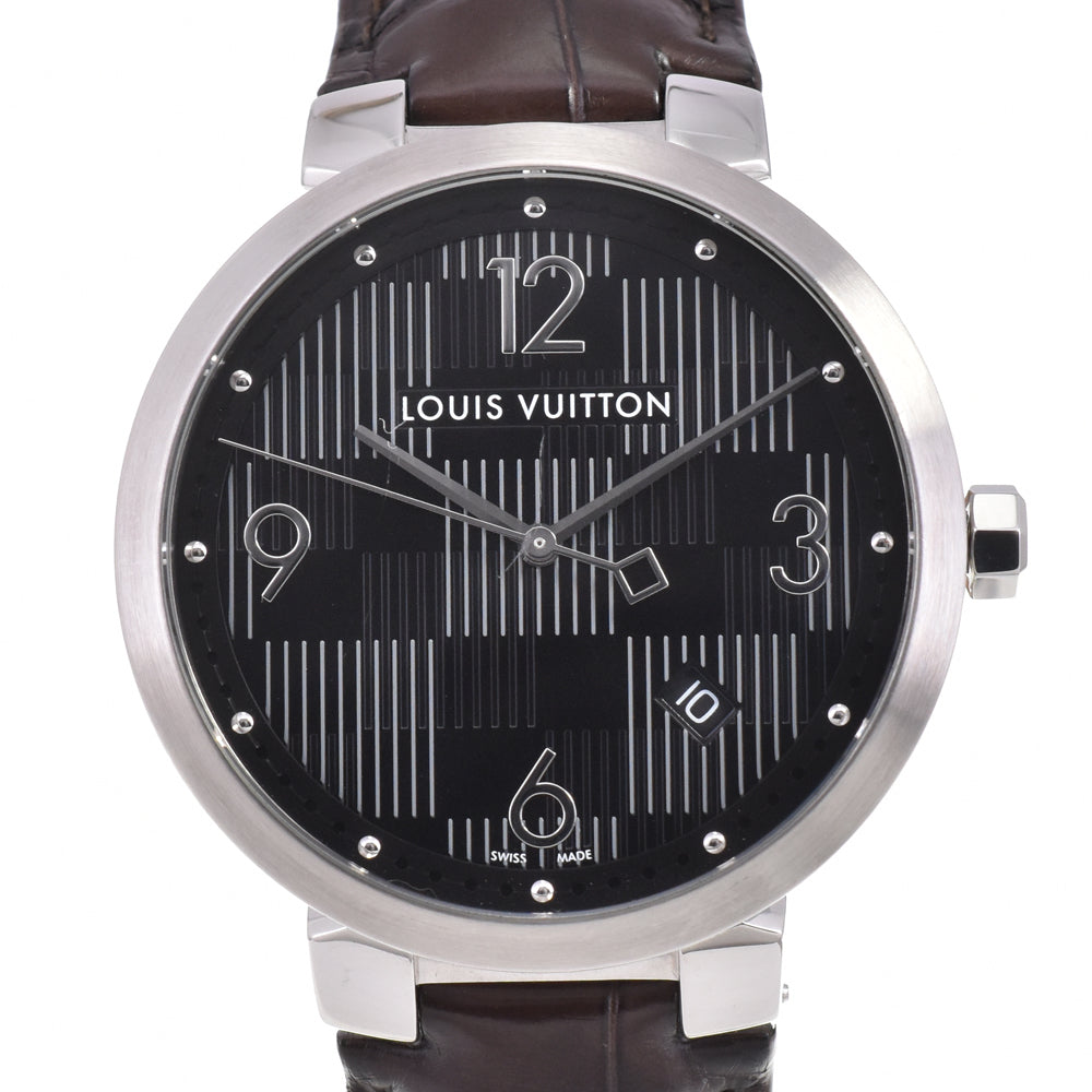 with paper LOUIS VUITTON Tambour slim Q1D07 black Dial Quartz Men's
 Watch P#146168