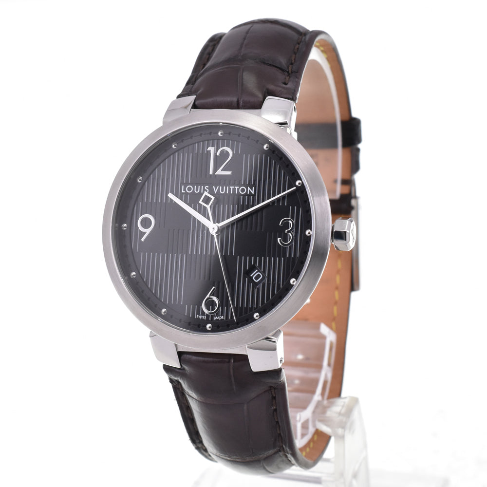 with paper LOUIS VUITTON Tambour slim Q1D07 black Dial Quartz Men's
 Watch P#146168