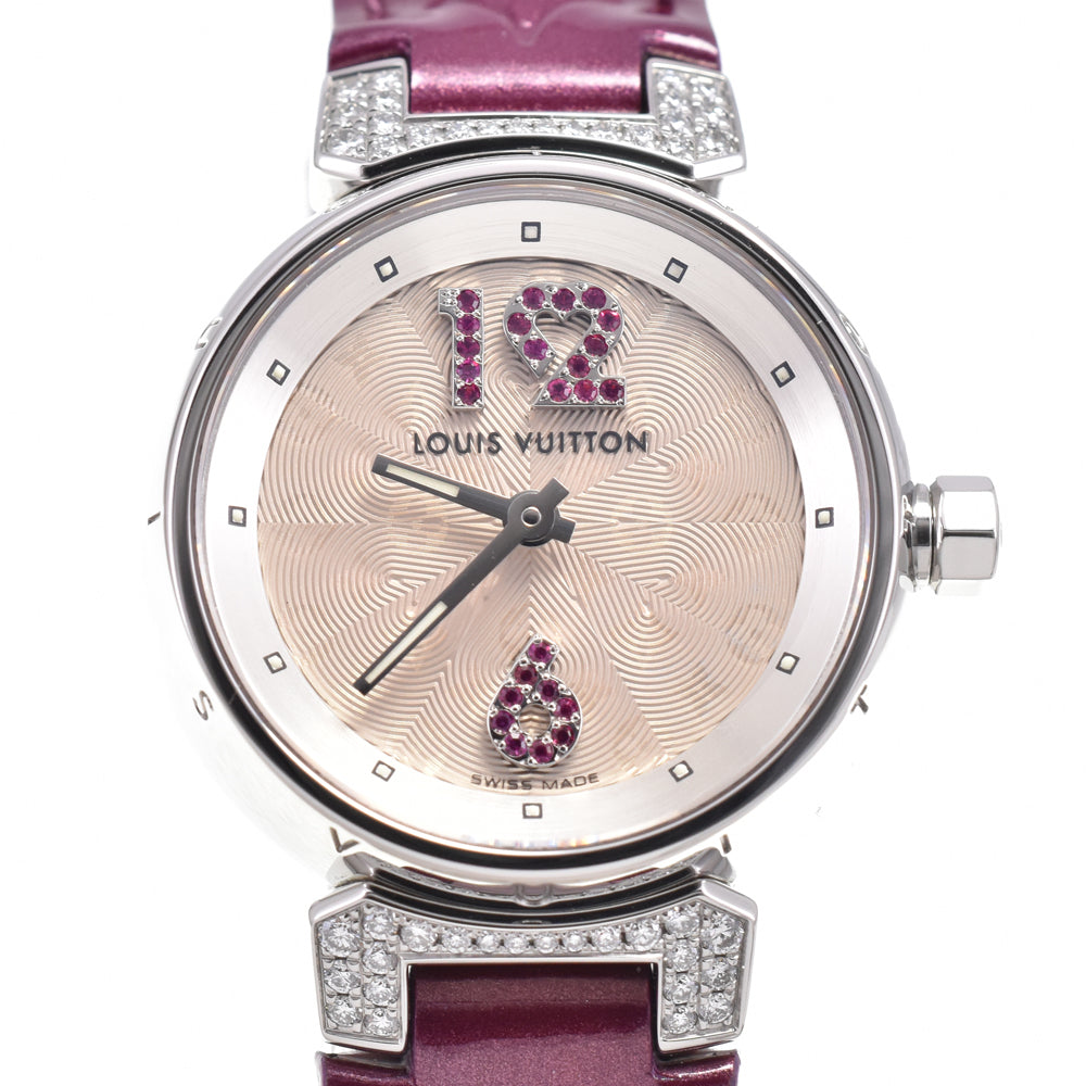 LOUIS VUITTON Tambour Q1214 Ruby / Diamond Silver Dial Quartz Ladies
 Watch P#146170