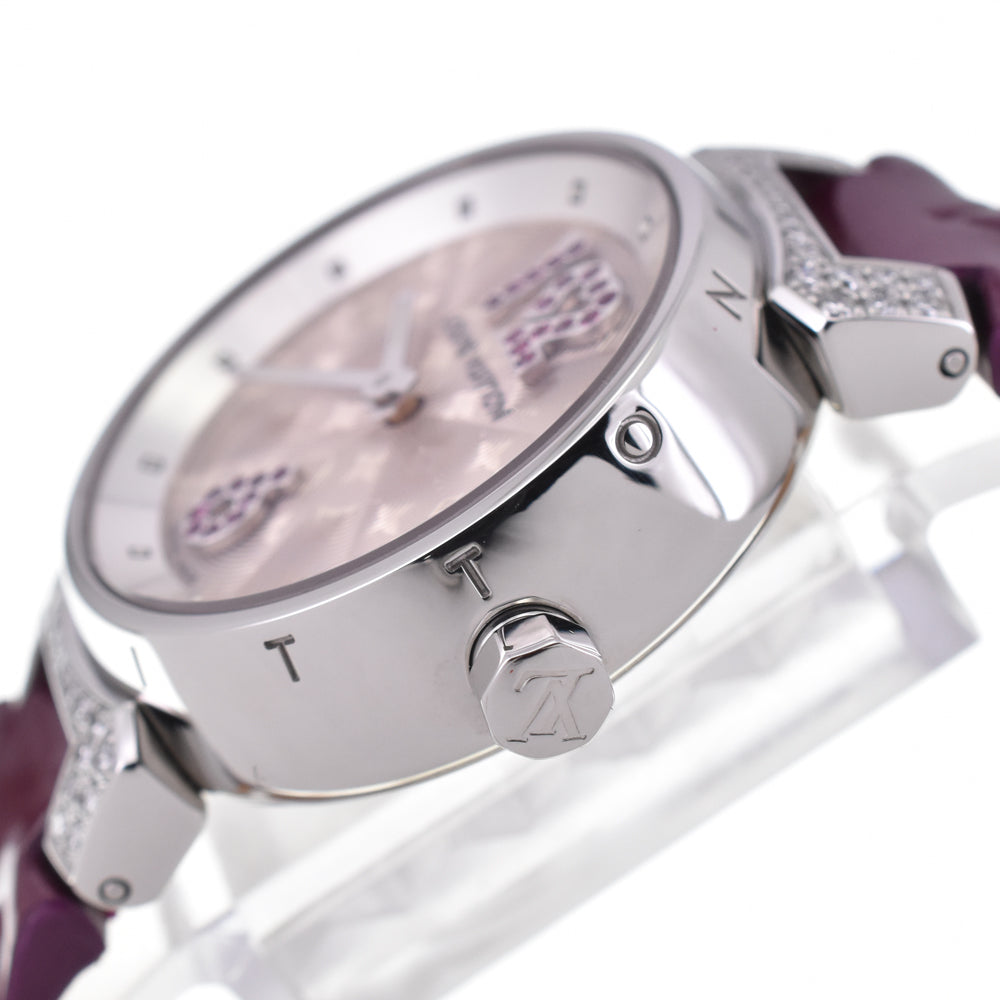 LOUIS VUITTON Tambour Q1214 Ruby / Diamond Silver Dial Quartz Ladies
 Watch P#146170