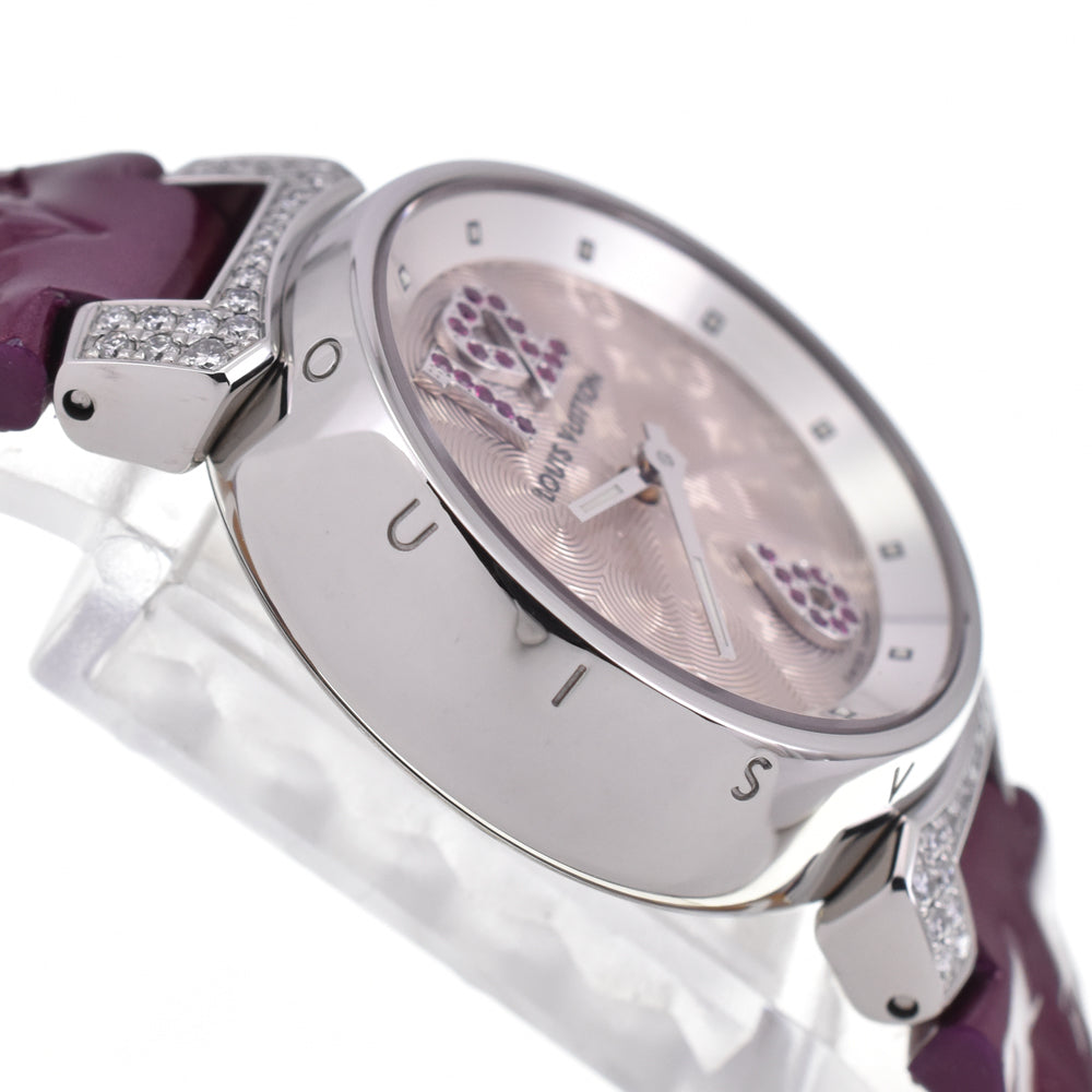 LOUIS VUITTON Tambour Q1214 Ruby / Diamond Silver Dial Quartz Ladies
 Watch P#146170