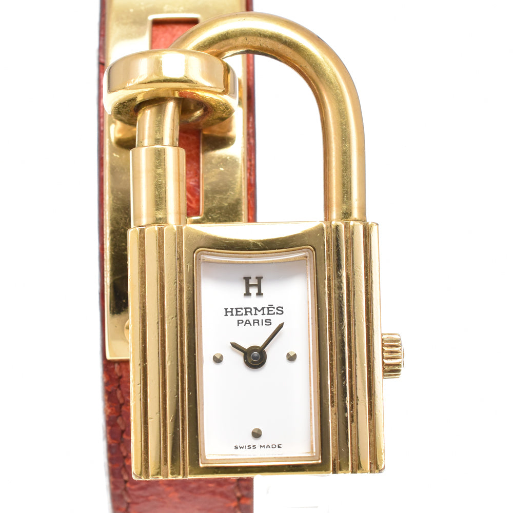 HERMES Kelly watch Gold Plated / Leather white Dial Quartz Ladies
 Watch P#146173