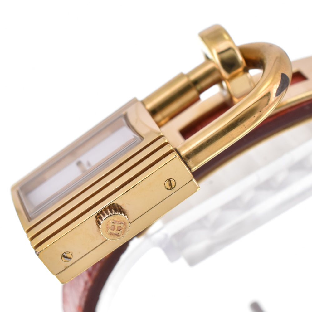 HERMES Kelly watch Gold Plated / Leather white Dial Quartz Ladies
 Watch P#146173
