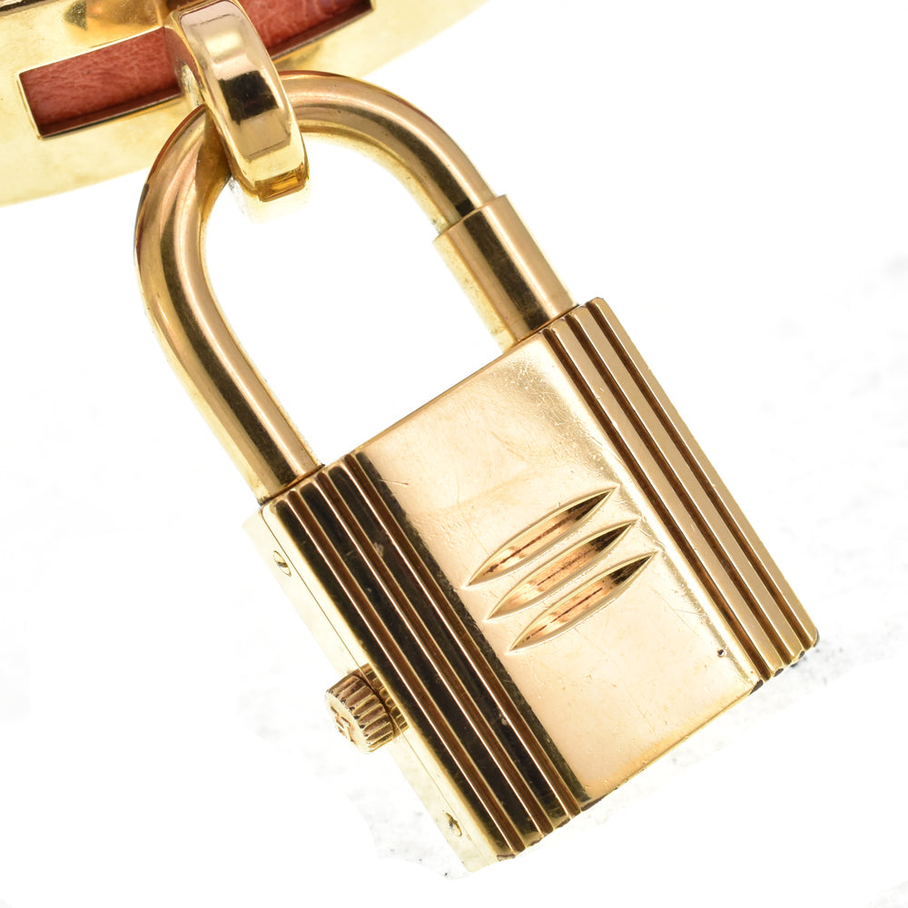HERMES Kelly watch Gold Plated / Leather white Dial Quartz Ladies
 Watch P#146173