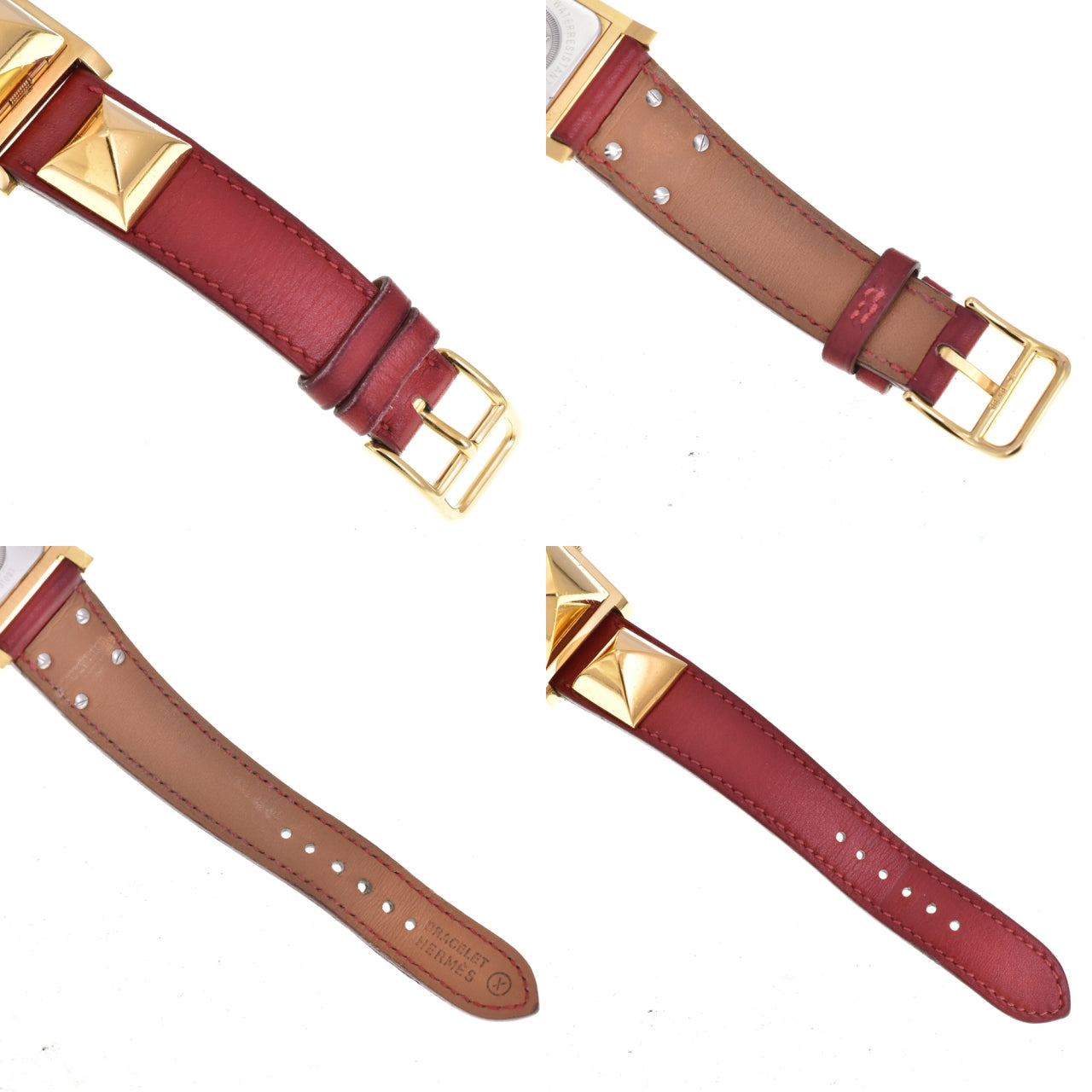 HERMES Medor Gold Plated / Leather white Dial Quartz Ladies
 Watch P#146174